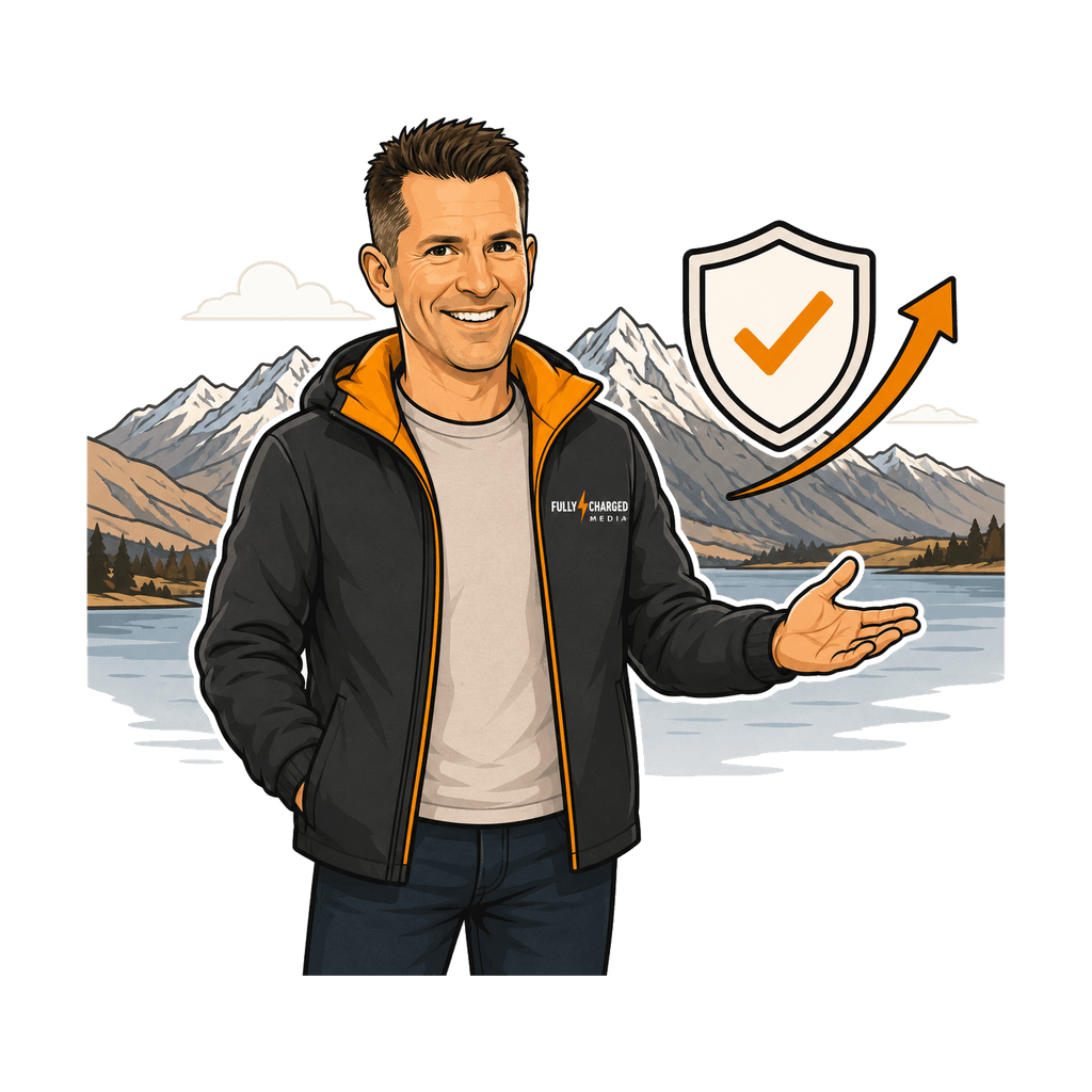 Illustration of Darren Craig of Fully Charged Media, a Queenstown digital marketing agency