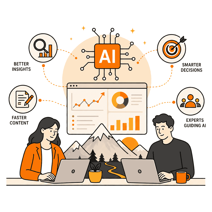 Illustration of AI-powered digital marketing