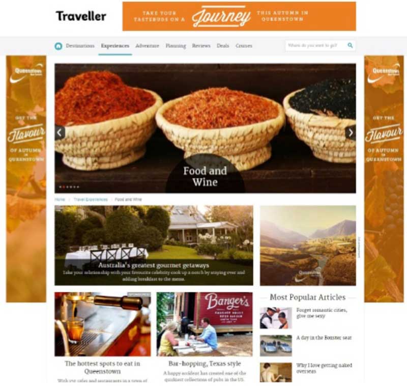 A homepage media takeover example by Destination Queenstown