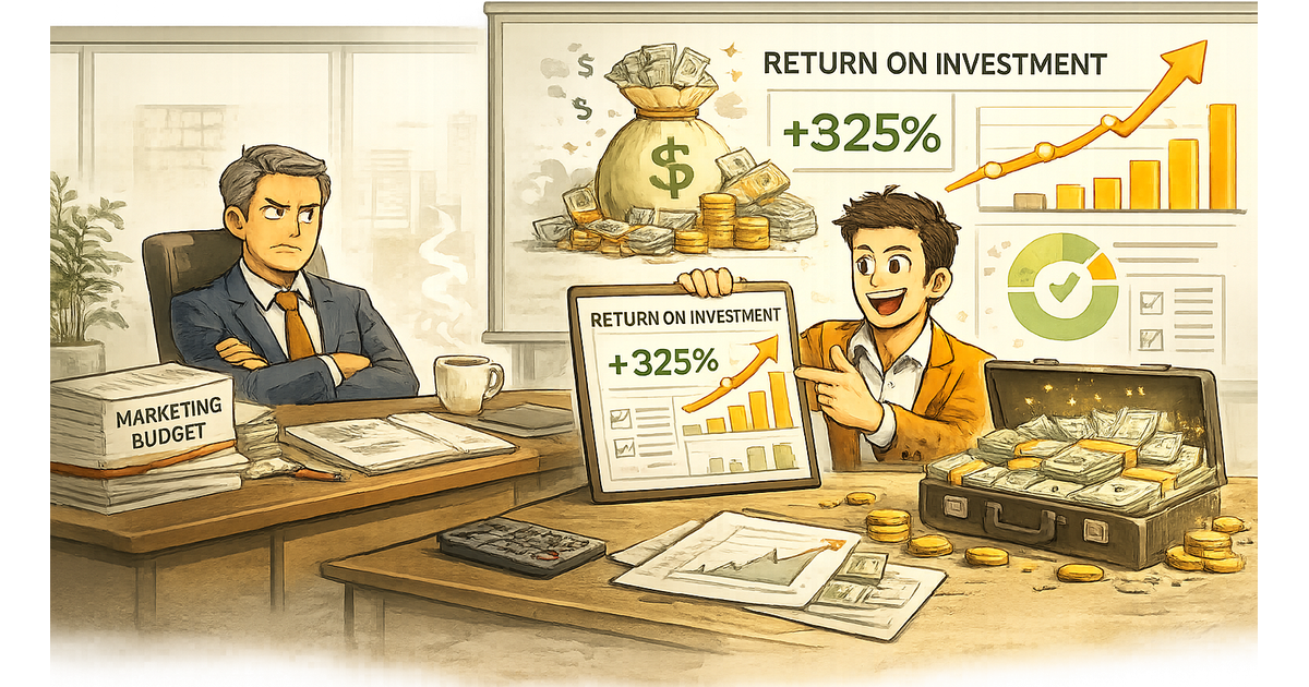 Illustration of justifying digital marketing spend with analytics and returns
