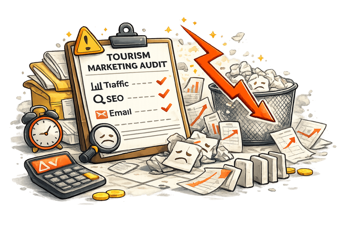 Illustration of a tourism marketing audit showing most operators falling behind