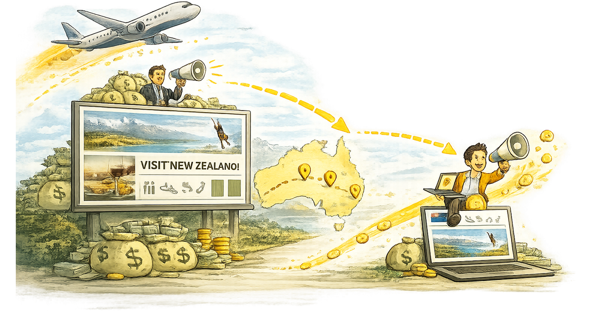 Illustration of a small tourism operator following their DMO and RTO digital strategy