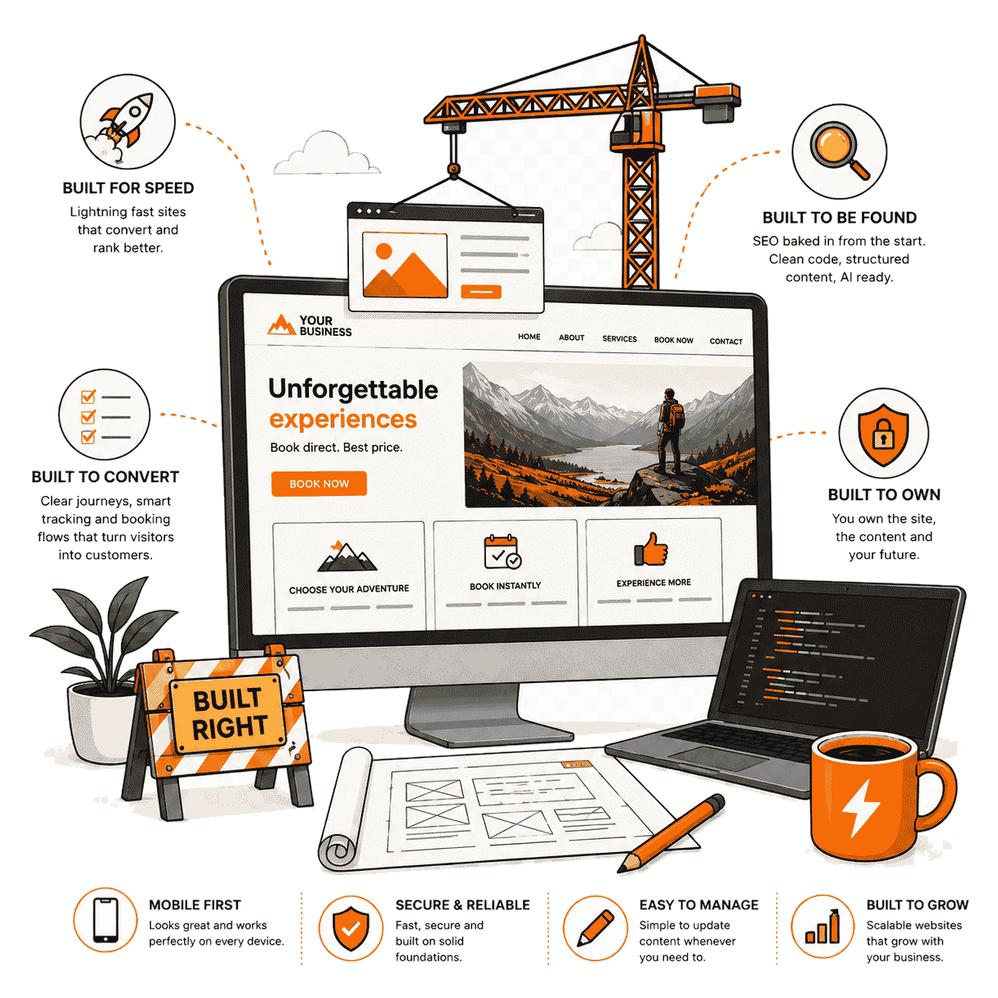 Illustration of a fast, SEO-friendly website design
