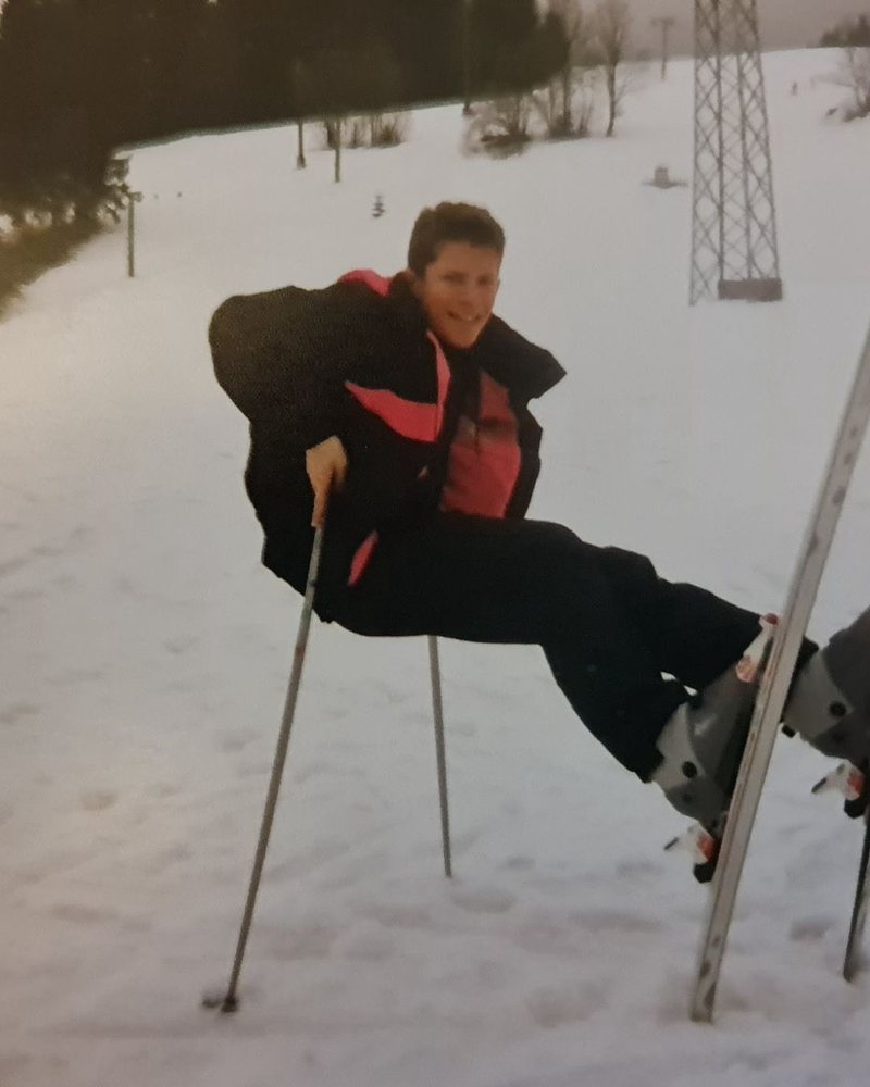 Darren skiing as a teenager in Scotland
