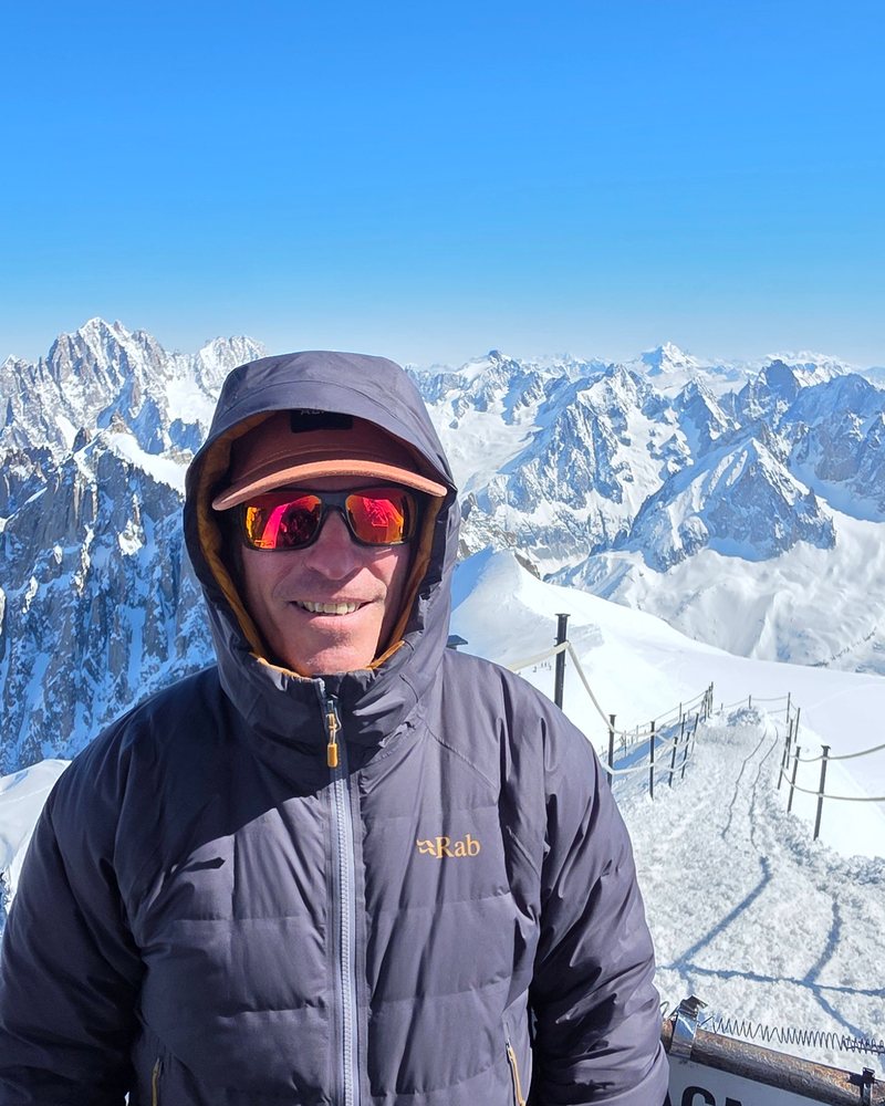 Darren at the top of the Aiguille du Midi in Chamonix, France