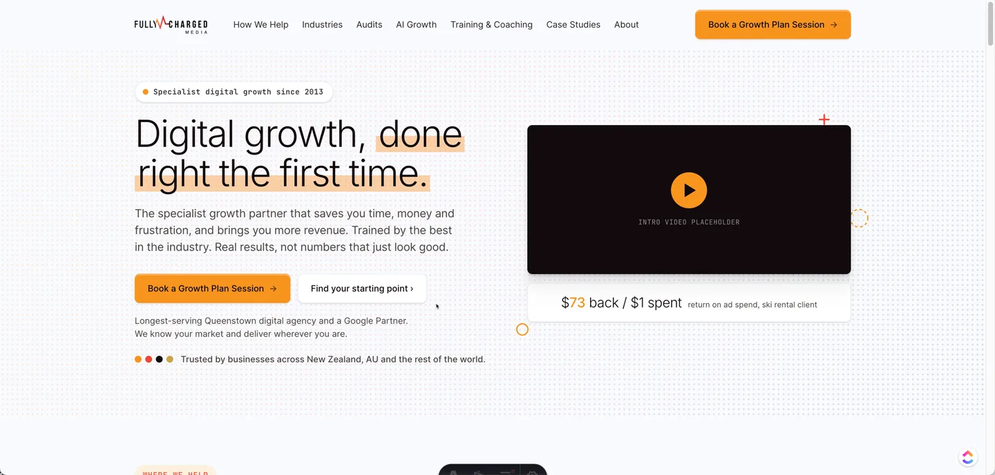 The Fully Charged Media website homepage