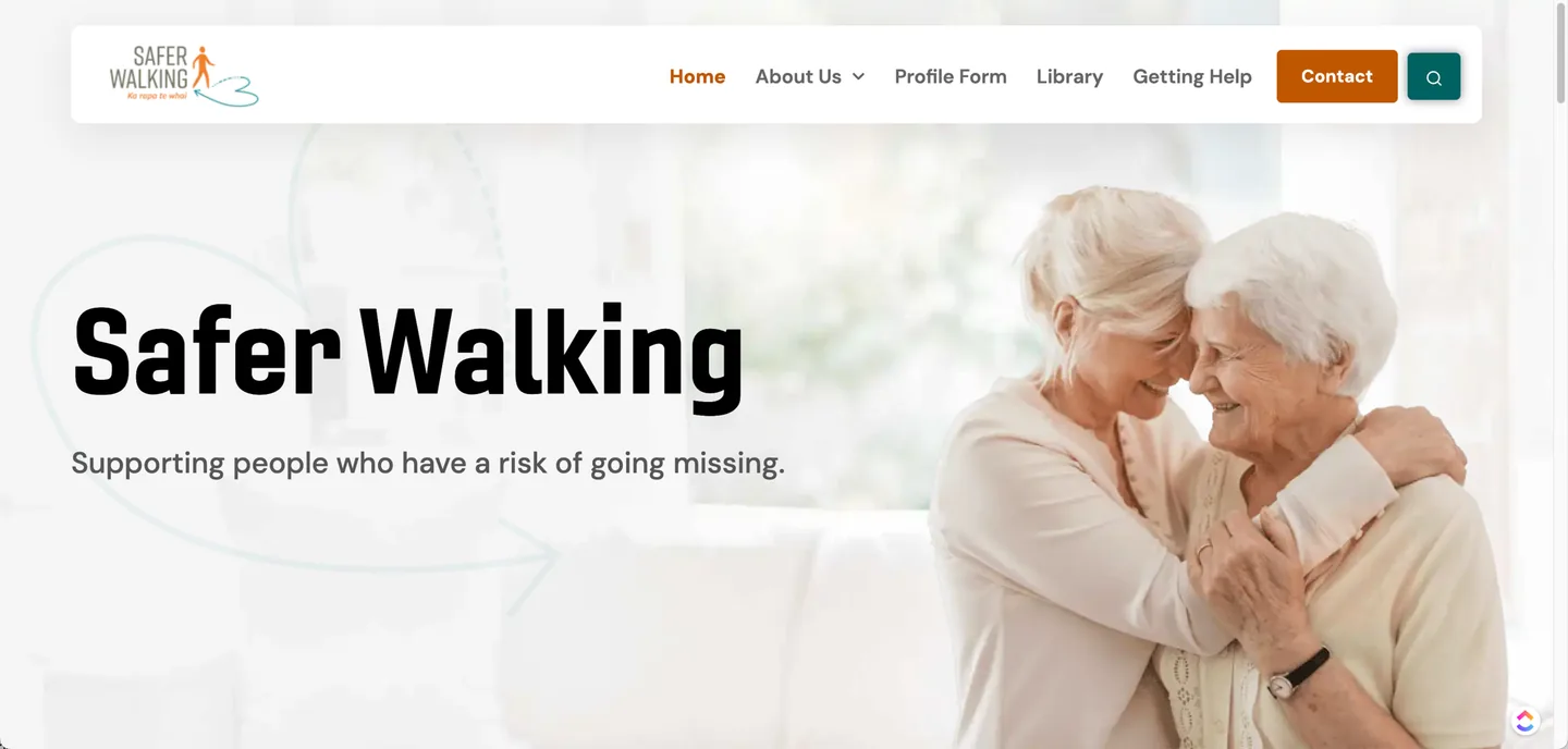 The Safer Walking website homepage